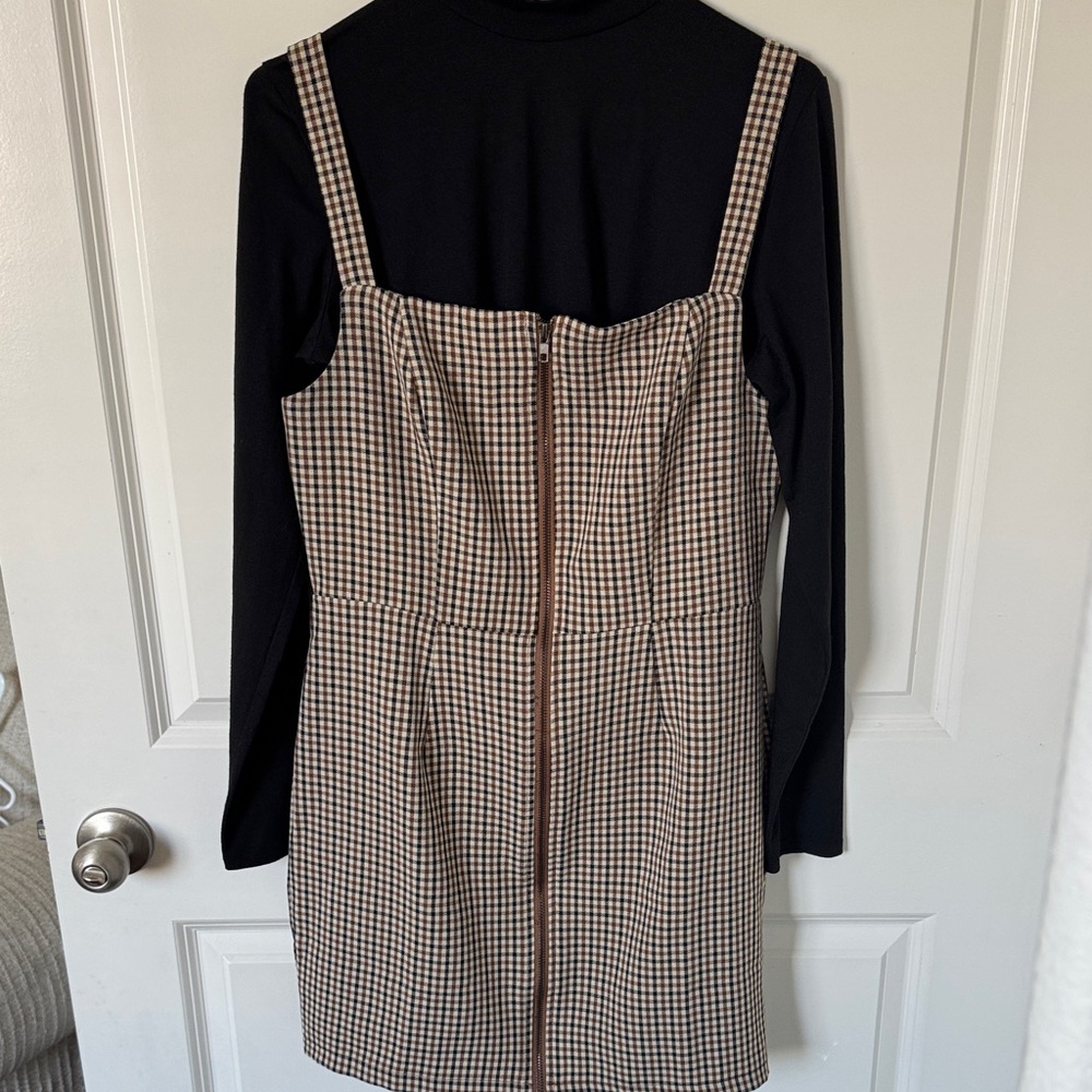 Kingston Checkered Dress with Black Long Sleeves / 2 pieces